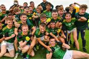 2 August 2021; Meath players celebrate victory in the 2021 Electric Ireland Leinster Minor Football Championship Final match between Meath and Dublin at Bord Na Mona O'Connor Park in Tullamore, Offaly. Photo by Ray McManus/Sportsfile