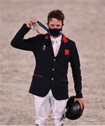 2 August 2021; Tom McEwen of Great Britain with his silver medal after the eventing jumping individual final at the Equestrian Park during the 2020 Tokyo Summer Olympic Games in Tokyo, Japan. Photo by Brendan Moran/Sportsfile
