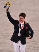 2 August 2021; Tom McEwen of Great Britain with his silver medal after the eventing jumping individual final at the Equestrian Park during the 2020 Tokyo Summer Olympic Games in Tokyo, Japan. Photo by Brendan Moran/Sportsfile