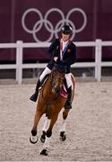 2 August 2021; Tom McEwen of Great Britain on Toledo de Kerser celebrates with his silver medal after the eventing jumping individual final at the Equestrian Park during the 2020 Tokyo Summer Olympic Games in Tokyo, Japan. Photo by Brendan Moran/Sportsfile