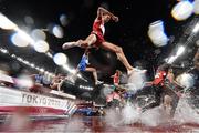 2 August 2021; Soufiane El Bakkali of Morocco in action during the final of the men's 3000 metres steeplechase at the Olympic Stadium on day ten of the 2020 Tokyo Summer Olympic Games in Tokyo, Japan. Photo by Ramsey Cardy/Sportsfile