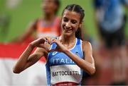 2 August 2021; Nadia Battocletti of Italy after finishing seventh in the final of the women's 5000 metres at the Olympic Stadium on day ten of the 2020 Tokyo Summer Olympic Games in Tokyo, Japan. Photo by Ramsey Cardy/Sportsfile