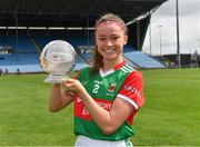 2 August 2021; Saoirse Lally of Mayo with her TG4 Player of the Match award after the TG4 All-Ireland Senior Ladies Football Championship Quarter-Final match between Mayo and Galway at Elverys MacHale Park in Castlebar, Co Mayo. Photo by Piaras Ó Mídheach/Sportsfile