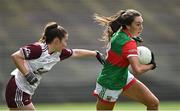 2 August 2021; Niamh Kelly of Mayo in action against Shauna Molloy of Galway during the TG4 All-Ireland Senior Ladies Football Championship Quarter-Final match between Mayo and Galway at Elverys MacHale Park in Castlebar, Co Mayo. Photo by Piaras Ó Mídheach/Sportsfile