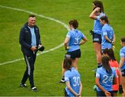 2 August 2021; Dublin manager Mick Bohan with his players before the TG4 All-Ireland Senior Ladies Football Championship Quarter-Final match between Dublin and Donegal at Páirc Seán Mac Diarmada in Carrick-On-Shannon, Leitrim. Photo by Eóin Noonan/Sportsfile