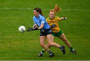2 August 2021; Lyndsey Davey of Dublin is tackled by Evelyn McGinley of Donegal during the TG4 All-Ireland Senior Ladies Football Championship Quarter-Final match between Dublin and Donegal at Páirc Seán Mac Diarmada in Carrick-On-Shannon, Leitrim. Photo by Eóin Noonan/Sportsfile
