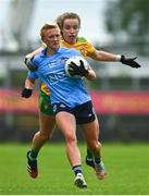 2 August 2021; Carla Rowe of Dublin in action against Kate Keaney of Donegal during the TG4 All-Ireland Senior Ladies Football Championship Quarter-Final match between Dublin and Donegal at Páirc Seán Mac Diarmada in Carrick-On-Shannon, Leitrim. Photo by Eóin Noonan/Sportsfile