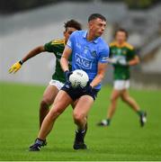2 August 2021; Ciarán Duggan of Dublin in action against Sean Emmanuel of Meath during the 2021 Electric Ireland Leinster Minor Football Championship Final match between Meath and Dublin at Bord Na Mona O'Connor Park in Tullamore, Offaly. Photo by Ray McManus/Sportsfile