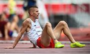 3 August 2021; Marcin Lewandowski of Poland after falling during the heats of the men's 1500 metres at the Olympic Stadium during the 2020 Tokyo Summer Olympic Games in Tokyo, Japan. Photo by Ramsey Cardy/Sportsfile