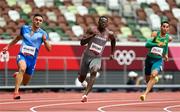 3 August 2021; Aaron Brown of Canada, centre, and Antonio Infantino of Italy in action during the men's 200 metre heats at the Olympic Stadium during the 2020 Tokyo Summer Olympic Games in Tokyo, Japan. Photo by Ramsey Cardy/Sportsfile