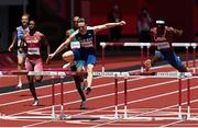 3 August 2021; Karsten Warholm of Norway on his way to winning the men's 400 metres hurdles final at the Olympic Stadium during the 2020 Tokyo Summer Olympic Games in Tokyo, Japan. Photo by Ramsey Cardy/Sportsfile