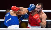 3 August 2021; Muslim Gadzhimagomedov of Russian Olympic Commitee, right, and David Nyika of New Zealand during their men's heavyweight bout at the Kokugikan Arena during the 2020 Tokyo Summer Olympic Games in Tokyo, Japan. Photo by Brendan Moran/Sportsfile