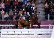 3 August 2021; Alberto Michan of Israel riding Cosa Nostra, refuses to jump, during the jumping individual qualifier at the Equestrian Park during the 2020 Tokyo Summer Olympic Games in Tokyo, Japan. Photo by Stephen McCarthy/Sportsfile