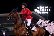3 August 2021; Jessica Springsteen of USA riding Don Juan Van De Donkhoeve during the jumping individual qualifier at the Equestrian Park during the 2020 Tokyo Summer Olympic Games in Tokyo, Japan. Photo by Stephen McCarthy/Sportsfile