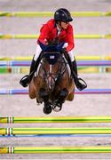 3 August 2021; Laura Kraut of USA riding Baloutine during the jumping individual qualifier at the Equestrian Park during the 2020 Tokyo Summer Olympic Games in Tokyo, Japan. Photo by Stephen McCarthy/Sportsfile