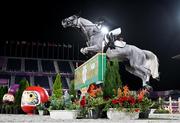 3 August 2021; Uma O'Neill of New Zealand riding Clockwise of Greenhill Z during the jumping individual qualifier at the Equestrian Park during the 2020 Tokyo Summer Olympic Games in Tokyo, Japan. Photo by Stephen McCarthy/Sportsfile