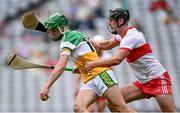 1 August 2021; John Murphy of Offaly in action against Meehaul McGrath of Derry during the Christy Ring Cup Final match between Derry and Offaly at Croke Park in Dublin. Photo by Piaras Ó Mídheach/Sportsfile