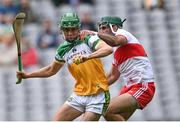 1 August 2021; John Murphy of Offaly in action against Seán Cassidy of Derry during the Christy Ring Cup Final match between Derry and Offaly at Croke Park in Dublin. Photo by Piaras Ó Mídheach/Sportsfile
