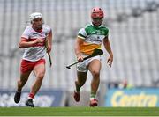 1 August 2021; Luke O'Connor of Offaly in action against Richie Mullan of Derry during the Christy Ring Cup Final match between Derry and Offaly at Croke Park in Dublin. Photo by Piaras Ó Mídheach/Sportsfile