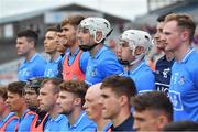 31 July 2021; Liam Rushe of Dublin, centre, and his team-mates pose for a team photograph before the GAA Hurling All-Ireland Senior Championship Quarter-Final match between Dublin and Cork at Semple Stadium in Thurles, Tipperary. Photo by Piaras Ó Mídheach/Sportsfile
