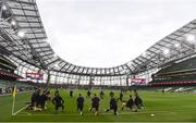 3 August 2021; Bohemians players warm up before the UEFA Europa Conference League third qualifying round first leg match between Bohemians and PAOK at Aviva Stadium in Dublin. Photo by Ben McShane/Sportsfile