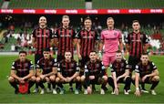 3 August 2021; The Bohemians team before the UEFA Europa Conference League third qualifying round first leg match between Bohemians and PAOK at Aviva Stadium in Dublin. Photo by Harry Murphy/Sportsfile