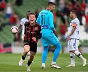 3 August 2021; Ali Coote of Bohemians celebrates after scoring his side's first goal during the UEFA Europa Conference League third qualifying round first leg match between Bohemians and PAOK at Aviva Stadium in Dublin. Photo by Harry Murphy/Sportsfile
