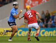 31 July 2021; Cian Boland of Dublin in action against Niall O'Leary of Cork during the GAA Hurling All-Ireland Senior Championship Quarter-Final match between Dublin and Cork at Semple Stadium in Thurles, Tipperary. Photo by Piaras Ó Mídheach/Sportsfile