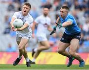 1 August 2021; Jimmy Hyland of Kildare in action against John Small of Dublin during the Leinster GAA Football Senior Championship Final match between Dublin and Kildare at Croke Park in Dublin. Photo by Piaras Ó Mídheach/Sportsfile