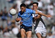1 August 2021; Colm Basquel of Dublin in action against Mick O'Grady of Kildare during the Leinster GAA Football Senior Championship Final match between Dublin and Kildare at Croke Park in Dublin. Photo by Piaras Ó Mídheach/Sportsfile