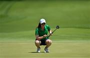 4 August 2021; Leona Maguire of Ireland lines up a putt on the 12th green during round one of the women's individual stroke play at the Kasumigaseki Country Club during the 2020 Tokyo Summer Olympic Games in Kawagoe, Saitama, Japan. Photo by Brendan Moran/Sportsfile