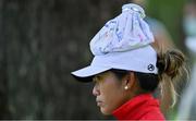 4 August 2021; Bianca Pagdanganan of Philippines attempts to keep cool with an ice pack on her head during round one of the women's individual stroke play at the Kasumigaseki Country Club during the 2020 Tokyo Summer Olympic Games in Kawagoe, Saitama, Japan. Photo by Brendan Moran/Sportsfile