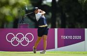 4 August 2021; Perrine Delacour of France watches her drive from the 14th tee box during round one of the women's individual stroke play at the Kasumigaseki Country Club during the 2020 Tokyo Summer Olympic Games in Kawagoe, Saitama, Japan. Photo by Brendan Moran/Sportsfile