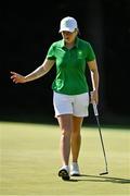 4 August 2021; Stephanie Meadow of Ireland reacts after a birdie putt on the 17th green during round one of the women's individual stroke play at the Kasumigaseki Country Club during the 2020 Tokyo Summer Olympic Games in Kawagoe, Saitama, Japan. Photo by Brendan Moran/Sportsfile