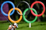 4 August 2021; Danielle Kang of United States plays a shot from the 16th tee box during round one of the women's individual stroke play at the Kasumigaseki Country Club during the 2020 Tokyo Summer Olympic Games in Kawagoe, Saitama, Japan. Photo by Brendan Moran/Sportsfile