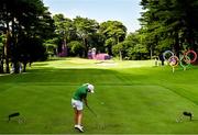 4 August 2021; Stephanie Meadow of Ireland tees off at the 16th tee box during round one of the women's individual stroke play at the Kasumigaseki Country Club during the 2020 Tokyo Summer Olympic Games in Kawagoe, Saitama, Japan. Photo by Brendan Moran/Sportsfile