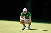 4 August 2021; Stephanie Meadow of Ireland lines up a putt on the 15th green during round one of the women's individual stroke play at the Kasumigaseki Country Club during the 2020 Tokyo Summer Olympic Games in Kawagoe, Saitama, Japan. Photo by Brendan Moran/Sportsfile