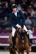 4 August 2021; Henrik von Eckermann of Sweden riding King Edward following the jumping individual final at the Equestrian Park during the 2020 Tokyo Summer Olympic Games in Tokyo, Japan. Photo by Stephen McCarthy/Sportsfile