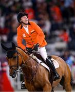 4 August 2021; Bronze medalist Maikel van der Vleuten of Netherlands riding Beauville Z ahead of the medal presentation following the jumping individual final at the Equestrian Park during the 2020 Tokyo Summer Olympic Games in Tokyo, Japan. Photo by Stephen McCarthy/Sportsfile