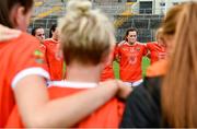 1 August 2021;  Armagh players including Aimee Mackin, right, dejected after the TG4 Ladies Football All-Ireland Championship Quarter-Final match between Armagh and Meath at St Tiernach's Park in Clones, Monaghan. Photo by Sam Barnes/Sportsfile