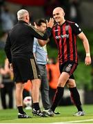 29 July 2021; Georgie Kelly of Bohemians with Bohemians manager Keith Long during the UEFA Europa Conference League second qualifying round second leg match between Bohemains and F91 Dudelange at Aviva Stadium in Dublin. Photo by Eóin Noonan/Sportsfile