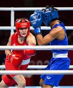 5 August 2021; Kellie Harrington of Ireland, left, and Sudaporn Seesondee of Thailand during their women's lightweight semi-final bout at the Kokugikan Arena during the 2020 Tokyo Summer Olympic Games in Tokyo, Japan. Photo by Stephen McCarthy/Sportsfile