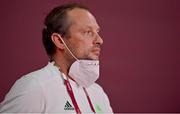 5 August 2021; Ireland coach Andrei Fedotov during the women's individual fencing ranking round at Musashino Forest Sport Plaza on day 13 during the 2020 Tokyo Summer Olympic Games in Tokyo, Japan. Photo by Brendan Moran/Sportsfile