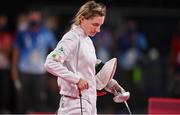 5 August 2021; Natalya Coyle of Ireland during the women's individual fencing ranking round at Musashino Forest Sport Plaza on day 13 during the 2020 Tokyo Summer Olympic Games in Tokyo, Japan. Photo by Brendan Moran/Sportsfile