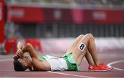 5 August 2021; Andrew Coscoran of Ireland reacts after the semi-final of the men's 1500 metres at the Olympic Stadium on day 13 during the 2020 Tokyo Summer Olympic Games in Tokyo, Japan. Photo by Stephen McCarthy/Sportsfile