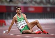 5 August 2021; Andrew Coscoran of Ireland reacts after the semi-final of the men's 1500 metres at the Olympic Stadium on day 13 during the 2020 Tokyo Summer Olympic Games in Tokyo, Japan. Photo by Stephen McCarthy/Sportsfile