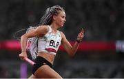 5 August 2021; Aliaksandra Khilmanovich of Belarus in action during round one of the women's 4 x 400 metre relay at the Olympic Stadium on day 13 during the 2020 Tokyo Summer Olympic Games in Tokyo, Japan. Photo by Stephen McCarthy/Sportsfile