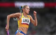 5 August 2021; Anna Ryzhykova of Ukraine in action during round one of the women's 4 x 400 metre relay at the Olympic Stadium on day 13 during the 2020 Tokyo Summer Olympic Games in Tokyo, Japan. Photo by Stephen McCarthy/Sportsfile