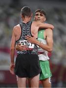 5 August 2021; Andrew Coscoran of Ireland with Nick Willis of New Zealand after the semi-final of the men's 1500 metres at the Olympic Stadium on day 13 during the 2020 Tokyo Summer Olympic Games in Tokyo, Japan. Photo by Stephen McCarthy/Sportsfile