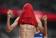 5 August 2021; Adel Mechaal of Spain reacts after the semi-final of the men's 1500 metres at the Olympic Stadium on day 13 during the 2020 Tokyo Summer Olympic Games in Tokyo, Japan. Photo by Stephen McCarthy/Sportsfile